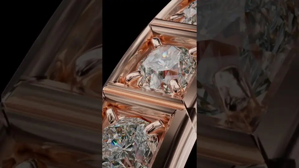 Fotograma de un anuncio publicitario de joyería en 3D